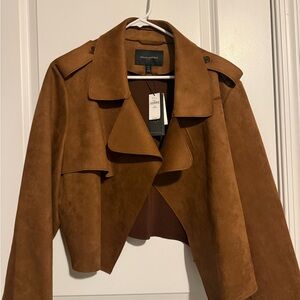 Banana Republic Tan Suede open cropped jacket xl petite